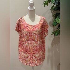 Elegant Pink and Orange Paisley Blouse